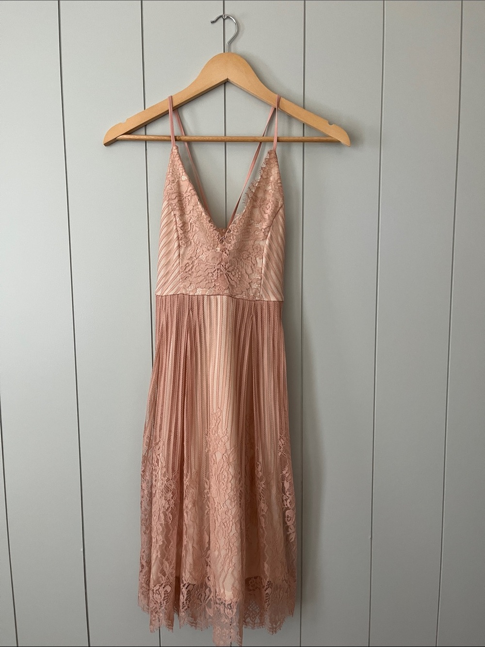Forever 21 Blush Pink Lace Midi Slip Dress